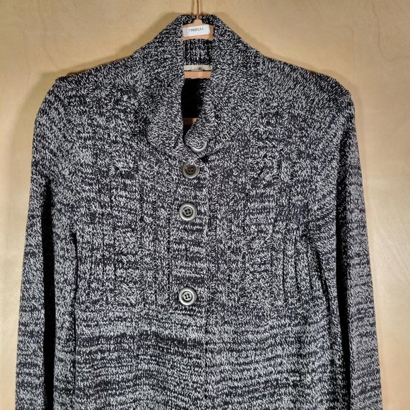 Style & Co Black White Knit Button Cardigan Long Sleeve Sweater Women Size S - Picture 7 of 10